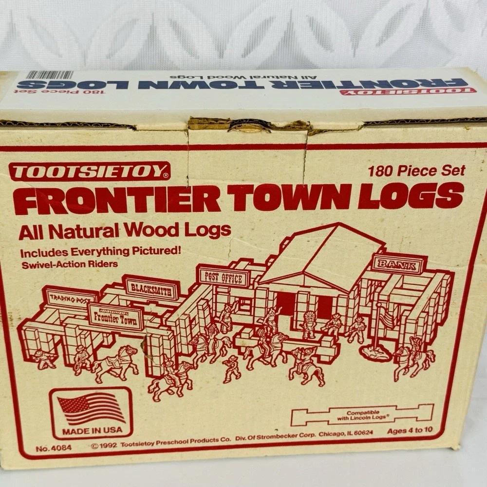 Tootsietoy Frontier Town Logs W/ Cowboy & Indian W/ Horses Lot Lincoln Logs‎